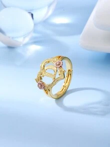 时尚奢华甜美田园风心形蕾丝镂空玫瑰双色26字母A-Z姓氏戒指，迷人装饰首饰 - 戒指 - 查看 37