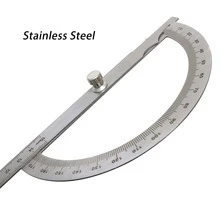 Angle Measuring Instrument Stainless Steel Protractor 0-180 Degree Rotary Arm Measuring Ruler Woodworking Degree Protractor(15cm)1pc - Silver - View 5