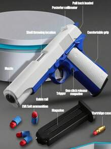 1pc Throwing Shell, 1911, Colt, Toy Gun, Simulated Soft Bullet Gun, Capable Of Firing, Pistol Model,Random Accessory Colors - Multicolor - View 4