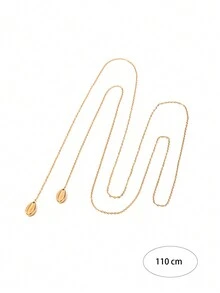 1 件时尚海滩贝壳吊坠长项链多种佩戴方式适合女性日常节日礼物 - 金黃色 - 查看 7