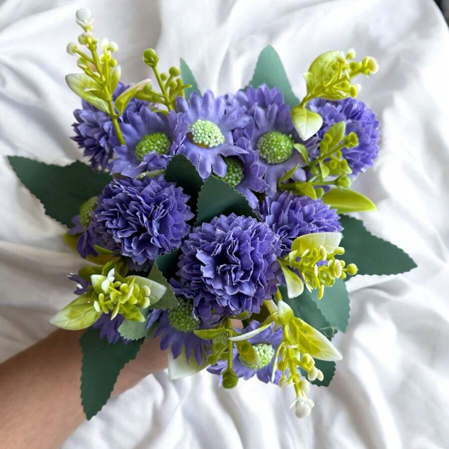 Carnation Bouquet With Artificial Daisy Decoration Arrangements - 紫色 - 查看 1