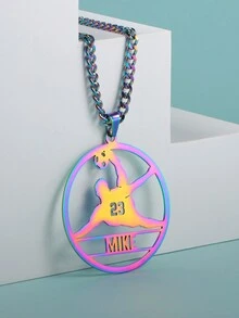 定制运动风格姓名与号码吊坠项链，带足球元素，父亲节/情人节/生日/周年纪念礼物，朋友/毕业/圣诞节礼物 - 款式1 - 查看 7