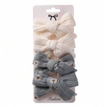 4 pièces Barrettes à cheveux pour enfants avec nœud imprimé en tissu, un ensemble d'accessoires de cheveux de style frais comprenant des pinces à clip en ruban tressé, sûres pour bébé, pour le port quotidien et les séances photos, un cadeau d'amour pour la Saint-Valentin