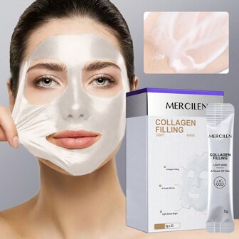 Mascarilla de relleno de colágeno hidratante profundo de 5g * 20 piezas para reafirmar y tensar la piel, repone la humedad y nutre la piel, cuidado facial y de la piel