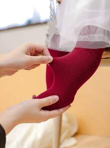 6pcs Girls Solid Color Pantyhose/Tights, Suitable For Everyday Wear In All Seasons