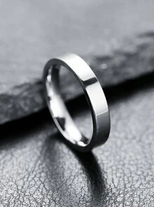1 件扁平光滑戒指 4 毫米宽中性男士戒指女士戒指简约个性化风格结婚戒指适合日常佩戴 - 寬度0.4cm戒指 - 查看 10