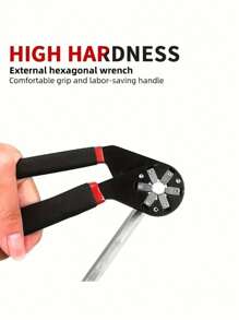 1PC Heavy-Duty Carbon Steel External Hexagonal Wrench - Adjustable, Multifunctional, And Clamp-On - Ideal Household Repair Tool For Various Tasks