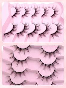 5 Pairs Cartoon Style Pointed Tip Natural Look Anime Style False Eyelashes - Black - View 3