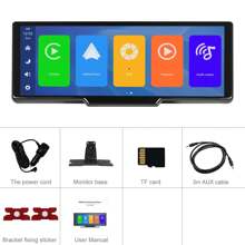 Sistema de audio para automóvil de 9.3 pulgadas, Apple Carplay inalámbrico y Android Auto, reproductor de navegación GPS portátil, receptor de radio FM, pantalla táctil Full HD de 1920 * 1600p Ips, Wifi, USB, entrada auxiliar, manos libres, Mirror Link, soporte para cámara de visión trasera del automóvil , DVR, tarjeta SD de 64G - Negro - Ver 7