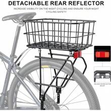 Rear Bike Rack With Basket - Bike Cargo Rack For Disc Brake/Non-Disc Brake Mount - Bicycle Pannier Rack, Touring Carrier Rack Fit 26"-29" And 700c - Black - View 4