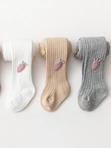 3 buah Legging Anak-anak dengan Motif Garis Vertikal dan Aplikasi Wortel - MultiWarna - View 3
