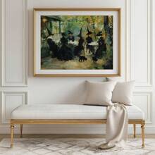 1pc Witch Cafe Poster, Witchy Impressionist Print, Halloween Witches And Black Cats Wall Art, Posters For Living Room, Bed Room, Modern Canvas Posters For Room, Room Decoration Stuff, Home Decor ,Room Decor Aesthetic, Western Decor, Bathroom Kitchen Office Decor Halloween Decor Fall Decor