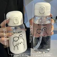 VANLFY Taza de agua de plástico transparente con estampado de conejo - Multicolor - Ver 3