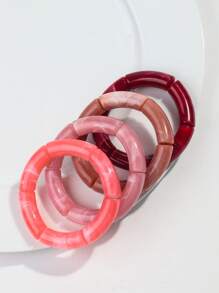 4 piezas/Set pulsera telescópica acrilica flexible y colorida de para uso casual de mujeres