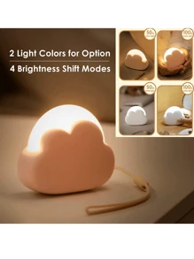 1pc Adjustable Brightness Rechargeable Cloud Shaped LED Night Light, 4 Dimming Levels, Silicone Cable, Cute Cloud Design, Creative Bedroom Gift - Cloud Light - View 4