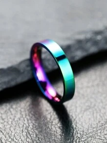 1 件扁平光滑戒指 4 毫米宽中性男士戒指女士戒指简约个性化风格结婚戒指适合日常佩戴 - 寬度0.4cm戒指 - 查看 15