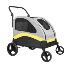 BingoPaw Large Dog Stroller Buggy Heavy Duty Pet Doggy Pram Divided For 2 Dogs - Grey - View 3