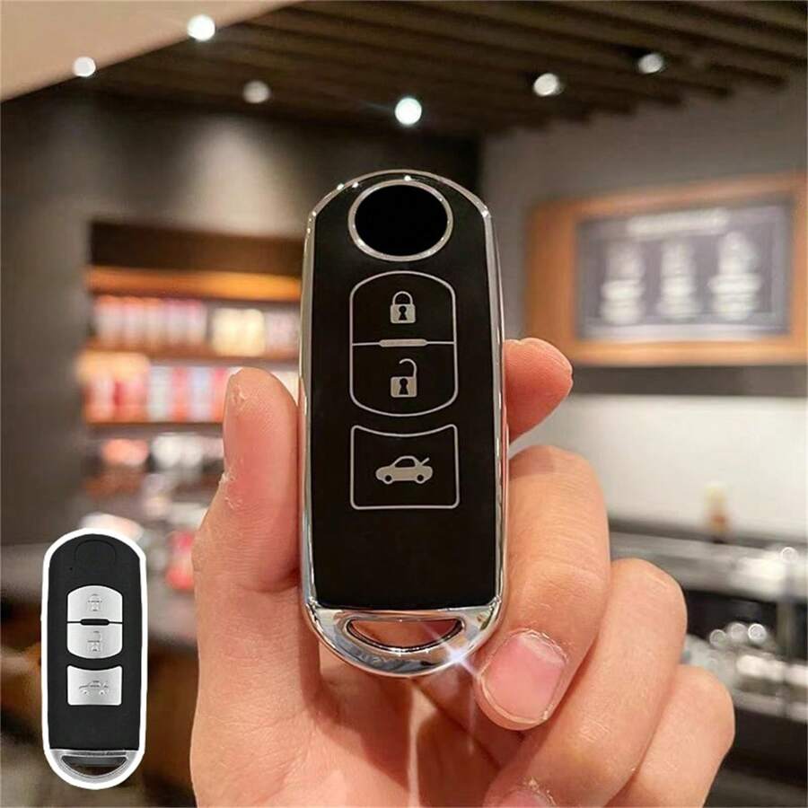 1 件 TPU 汽车钥匙防摔保护套，适用于 2009-2019 3 6 CX-5 CX-7 CX-9 MX-5 无钥匙汽车配件，携带方便，男女通用，保护您的汽车钥匙 - 彩色 - 查看 1