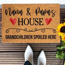 Funny Coir Doormat Nana And Papas House Grandchildren Spoiled Here Front Door Mat Entryway Outdoor Mat Front Porch Welcome Mats Entry Coconut Brown Mat Novelty Gift Funny Coir Mat 23.7x15.7 Inch