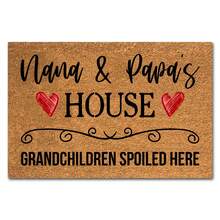 Funny Coir Doormat Nana And Papas House Grandchildren Spoiled Here Front Door Mat Entryway Outdoor Mat Front Porch Welcome Mats Entry Coconut Brown Mat Novelty Gift Funny Coir Mat 23.7x15.7 Inch