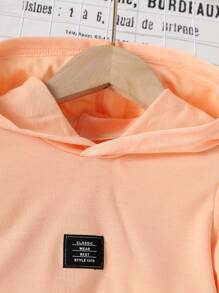 Young Girls' 3pcs Set For Autumn: Solid Color Hooded Short Sweatshirt, Solid Color Camisole And Solid Color Straight Pants - Apricot - View 3