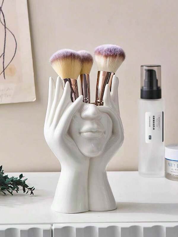 1 pieza Soporte minimalista para almacenar brochas de maquillaje facial femenino, florero, adecuado para decoración del hogar, decoración de dormitorio, oficina y estudiantes, almacenamiento, decoración de boda, decoración de la casa, organizador de joyería, decoraciones de fiesta, el mejor regalo, para vacaciones en la playa, colección de baño, colección de dormitorio, gran capacidad