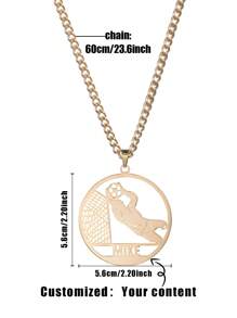 Customized Personalized Sports Themed English Name Necklace With Football Element, Father's Day, Valentine's Day, Birthday, Anniversary, Friend, Graduation, Christmas Family High-End Gift - Style 1 - View 4