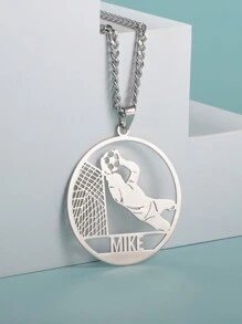 Customized Personalized Sports Themed English Name Necklace With Football Element, Father's Day, Valentine's Day, Birthday, Anniversary, Friend, Graduation, Christmas Family High-End Gift - Style 1 - View 10