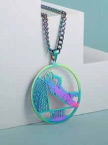 Customized Personalized Sports Themed English Name Necklace With Football Element, Father's Day, Valentine's Day, Birthday, Anniversary, Friend, Graduation, Christmas Family High-End Gift - Style 1 - View 7