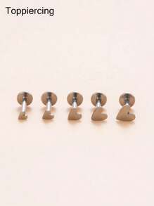 Toppiercing 5pcs/Set G23 Titanium Jewelry Push Pin Threadless Flat Back Supper Tiny Heart Ear Tragus Lobe Cartilage Helix Piercing Stud Earrings For Women - 5pcs/set - View 5