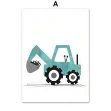 1pc Modern Nordic Style Canvas Print Painting Poster Cartoon Car Letter Number Children Wall Picture Art Studio Kids Room Home Decor Frameless, Wall Art