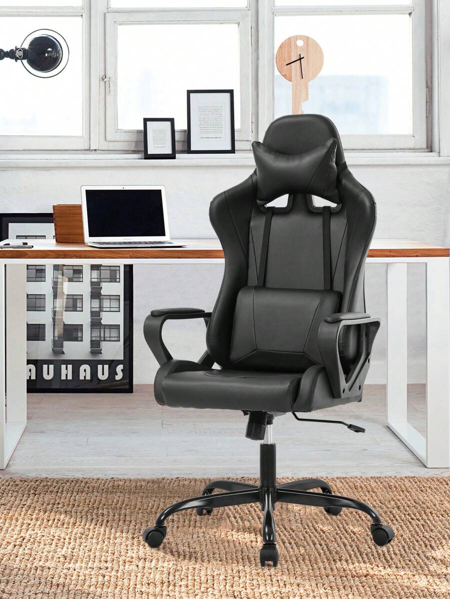 Office Chair Gaming Chair Desk Chair Ergonomic Racing Executive With Lumbar Support Adjustable Stool Swivel Rolling Computer Chair For Adults - 黑色 - 查看 1