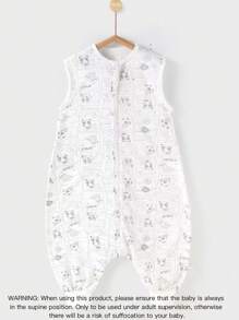 Baby Leg Separation Sleeping Bag, Infant Sleeveless Vest Single Layer Thin Quilt For Air-Conditioned Room, Anti-Kick Blanket - White - View 3