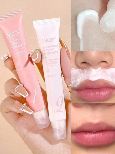 Niko唇部脱毛膏，男女皆宜，温和去除唇部和面部毛发，也能有效去除细小的面部绒毛和桃绒。