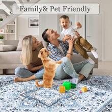Bohemian Style Carpet Washable Carpet Short Pile Soft Carpet Home Decoration Carpet Non-Slip And Stain-Resistant Suitable For Living Room Bedroom Kitchen Children's Room - 藍色 - 查看 9