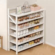 LIVINGANDHOME Living And Home Free Standing Foldable Shoe Storage,Bamboo Shoe Storage Rack Shoe Shelf,Home Door Shoe Shelf Organizer Rack,Installation-Free Multi-Layer Shoe Racks For Entryway, Corner,Closet, Hallway, Bedroom - White - View 1