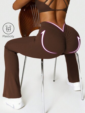 Speed mate [Spring/Summer] Nylon Women Flared Yoga Pants, Butt Lifting Yoga Leggings, Women Solid Color Slim Fit Casual Flared Workout Pants,Fleece,Winter