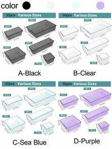 WOWBOX 30 PCS Clear Plastic Drawer Organizer Set, 5 Sizes Desk Drawer Divider Organizers And Storage Bins For Makeup, Jewelry, Gadgets For Kitchen, Bedroom, Bathroom, Office - Multicolor - View 5