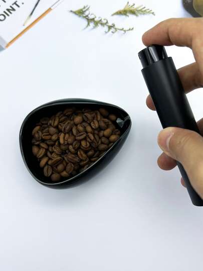 KTshxap 1pc Black Coffee Beans Measuring Cup Tray Ceramic Coffee Beans Weighing Plate Porcelain Tea Dispenser, Coffee Gift, Tea&Coffee Beans Vessel, Tea Accessory, Pure Ceramic Dosing Vessel Fit Coffee Or Tea School Supplies Back To School