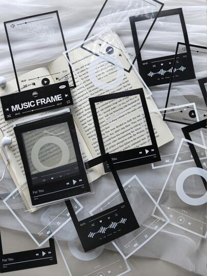 1 Packung 15 Stücke Vintage Filmusik Bilderrahmen PET Aufkleber, DIY Deko für Sammelalbum