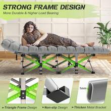 Camping Bed / Camping Cot For Adults, Portable & Foldable Folding Cot Bed With 4" Cozy Mattress, Easy-To-Carry, Heavy Duty Travel Bed For Camp, Tent, Outdoor & Indoor