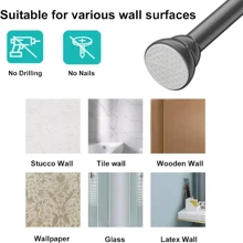 Heavy Duty Extendable Telescopic Shower Curtain Pole Rail Rod Bath Door Window . - Silver - View 4