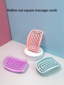 Lược Massage Vuông Rỗng Cho Cả Sử Dụng Khô Và Ướt, Lược Chải Tóc Bằng Nhựa Cho Tóc Mượt, Hình Dạng Lông Tơ, Độ Đàn Hồi Cao, Phục Hồi, Không Biến Dạng, lược Massage Tóc, Răng Lược Mềm Phù Hợp Với Da Đầu, Tóc Mượt, Lược Vuông Rỗng - Nhiều màu - Xem 2