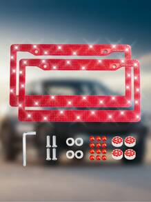 Cadre de plaque d'immatriculation de voiture robuste et étincelant serti de cristaux, accessoire voiture brillant, lavable