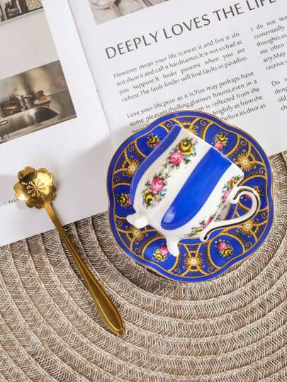 1 Set Ceramic Coffee Cup & Saucer, 3-Leg Design, Suitable For Home, Hotel, Cafe Use, Gift