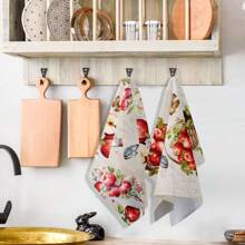 2 pièces Set de torchons à vaisselle avec imprimé de pomme et de fruits à l'aquarelle, chiffons de cuisine micro-fibres absorbants, chiffons de vaisselle de décoration de ferme pour Noël, cadeaux de pendaison de crémaillère