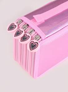 1个四层大容量带提手铅笔盒，便携式办公学习文具收纳盒，个性化心形拉链设计 - 必备返校用品，铅笔袋，背包 - 彩色 - 查看 5