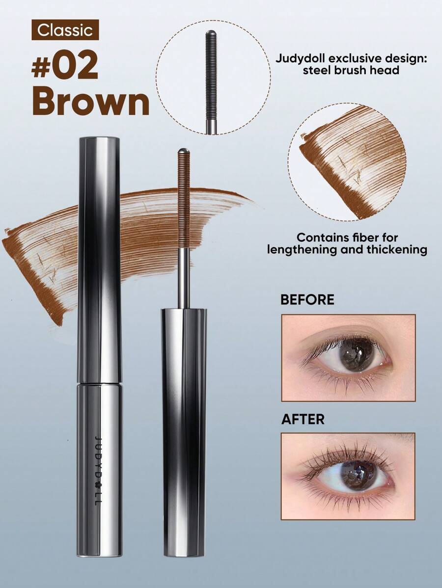 JUDYDOLL Iron Mascara 2g/3g Pink Tube Waterproof Lengthening Curling Mascara, Classic Upgraded Version, Suitable For Sports, Dates, Travel, Gifts, Beaches, Beginners, Personal Use, Unique New Product, Gifts For Friends, Girlfriends, Fashion Women, Wedding Essentials, Wedding Guest, Bachelorette Party, Japanese Geisha Makeup, Natural Commute Makeup, Sweet Makeup, Bold Colored Makeup, Date Makeup - màu nâu - Xem 1