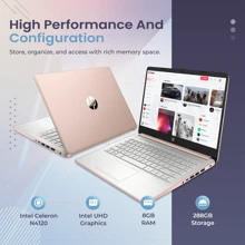HP Stream 14" HD BrightView Laptop, Intel Celeron N4120, Up To 16GB RAM, 288GB Storage (128GB EMMC + 160GB Docking Station Set), Intel UHD Graphics, 720p Webcam, Wi-Fi, 1 Year Office 365, Win 11 S - 金色 - 查看 9