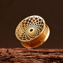 2 PIEZAS Enchufes y túneles para orejas elegantes con patrón de red y calado, hipoalergénicos, de acero inoxidable 316L para perforaciones corporales en orejas estiradas, joyería